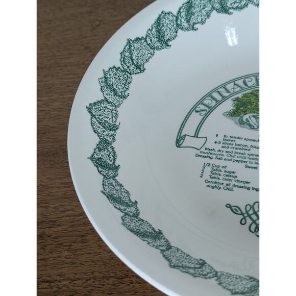 Vintage Garden Classics Spinach Salad Recipe Serving Bowl 1980s Royal China USA - Picture 4 of 10